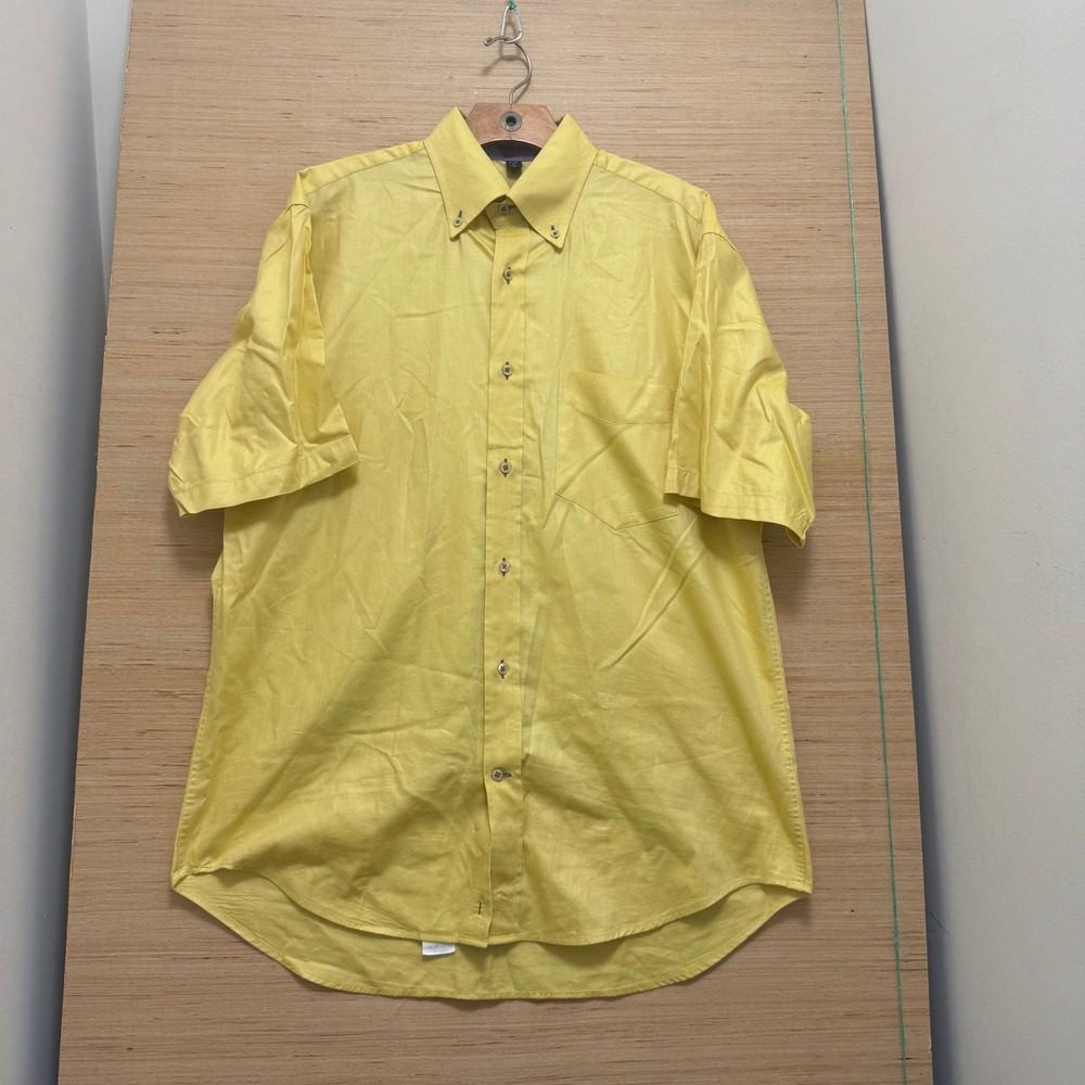 Jeff Rose Mens‎ Medium Yellow Short Sleeve Button Down Shirt Made in Italy